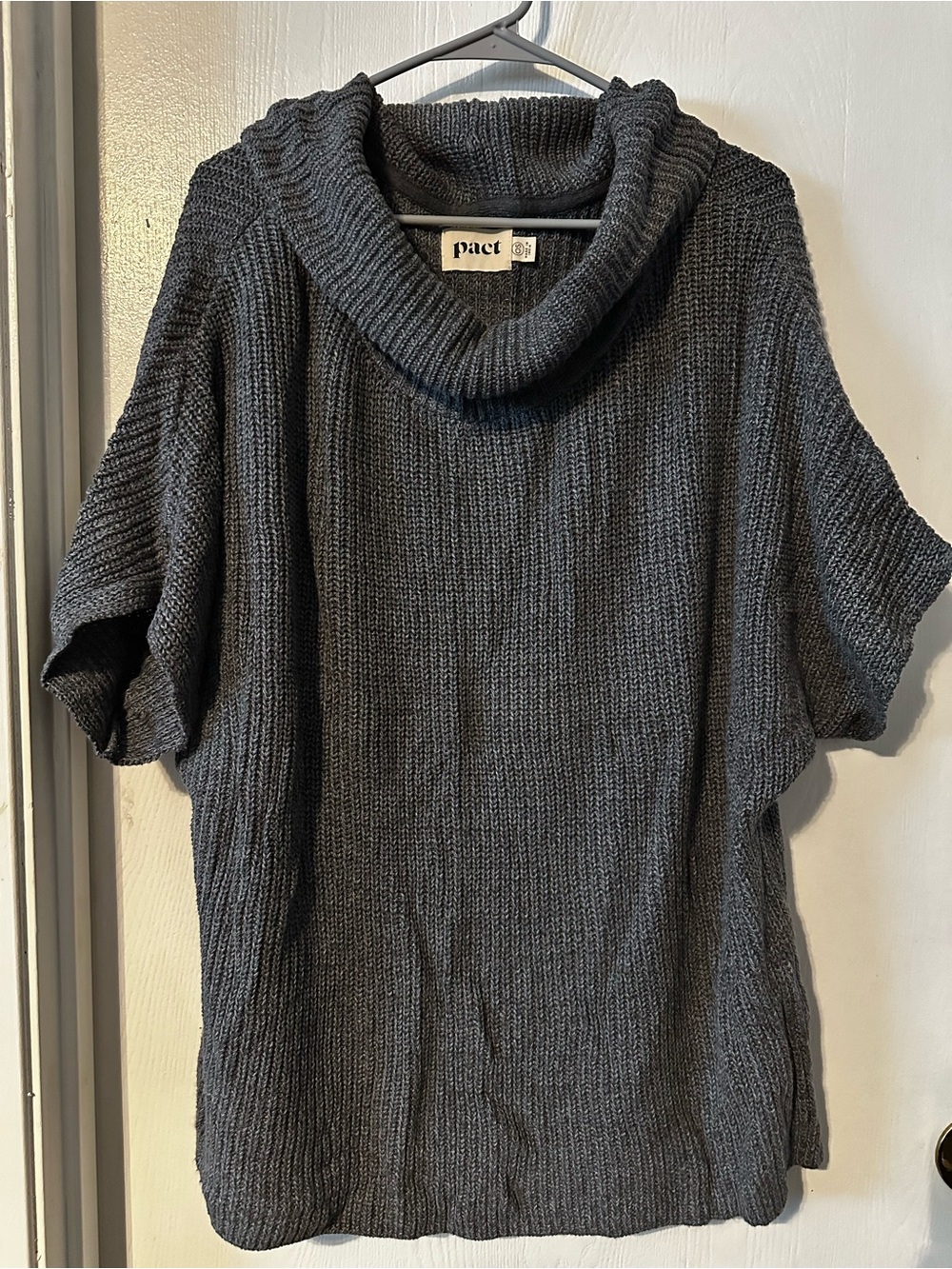 Pact Women's Charcoal Heather Sweater Poncho OS - Picture 2 of 6